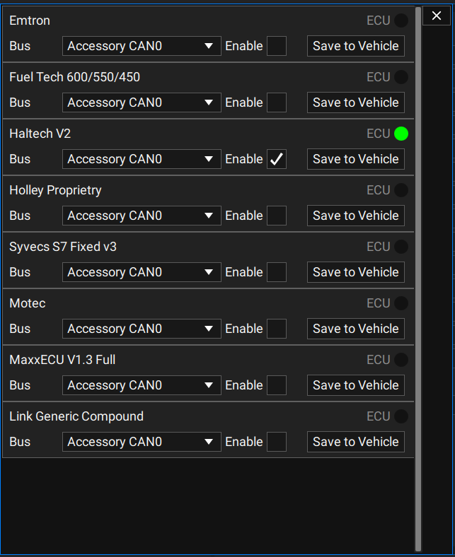 CAN preset list